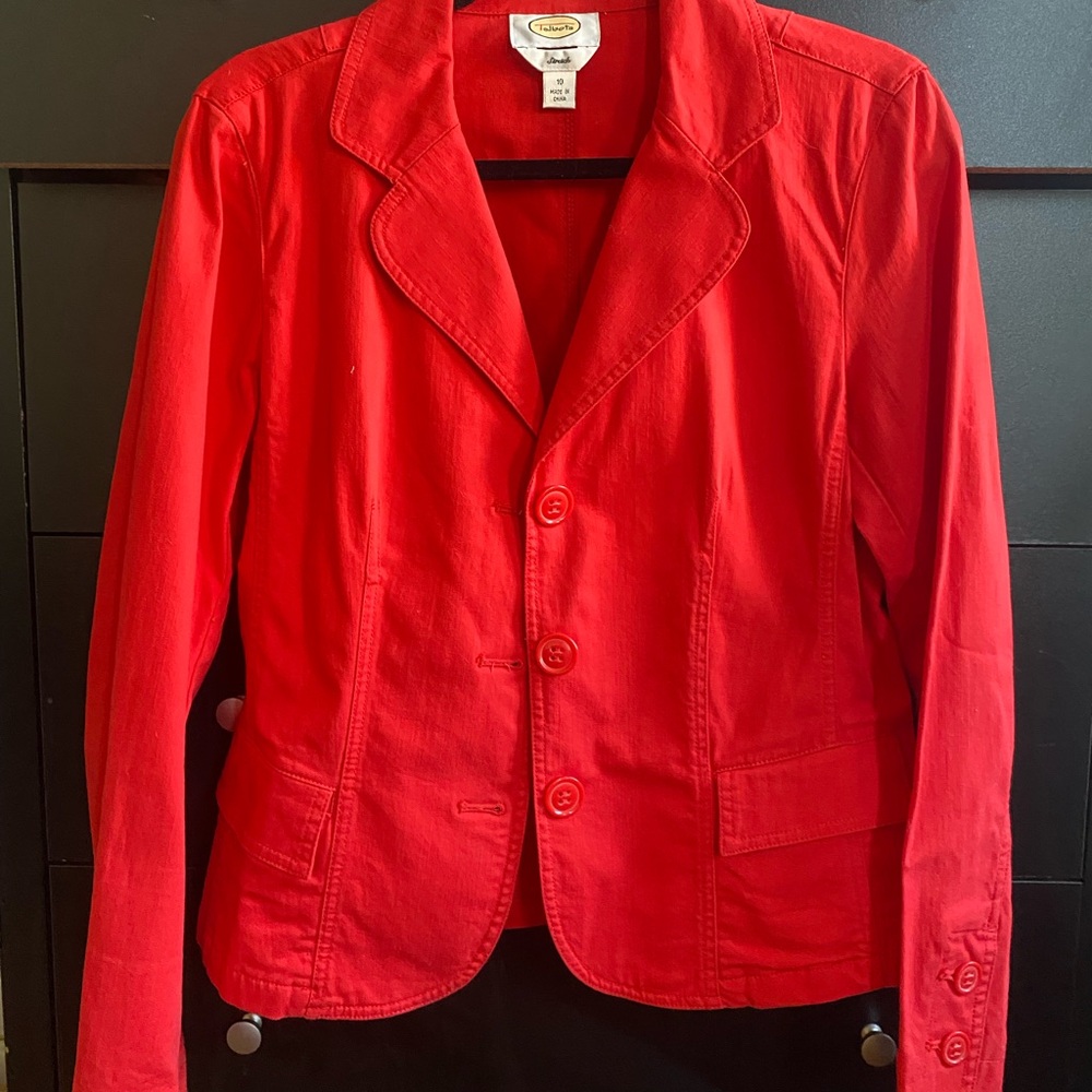 Talbots Red Blazer Structured Classic Design